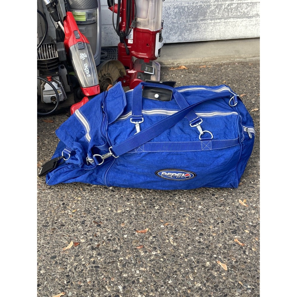 Vintage 80's Pepsi Blue Large Duffle Bag Detachable Zipper 2in1 Bag Collectible